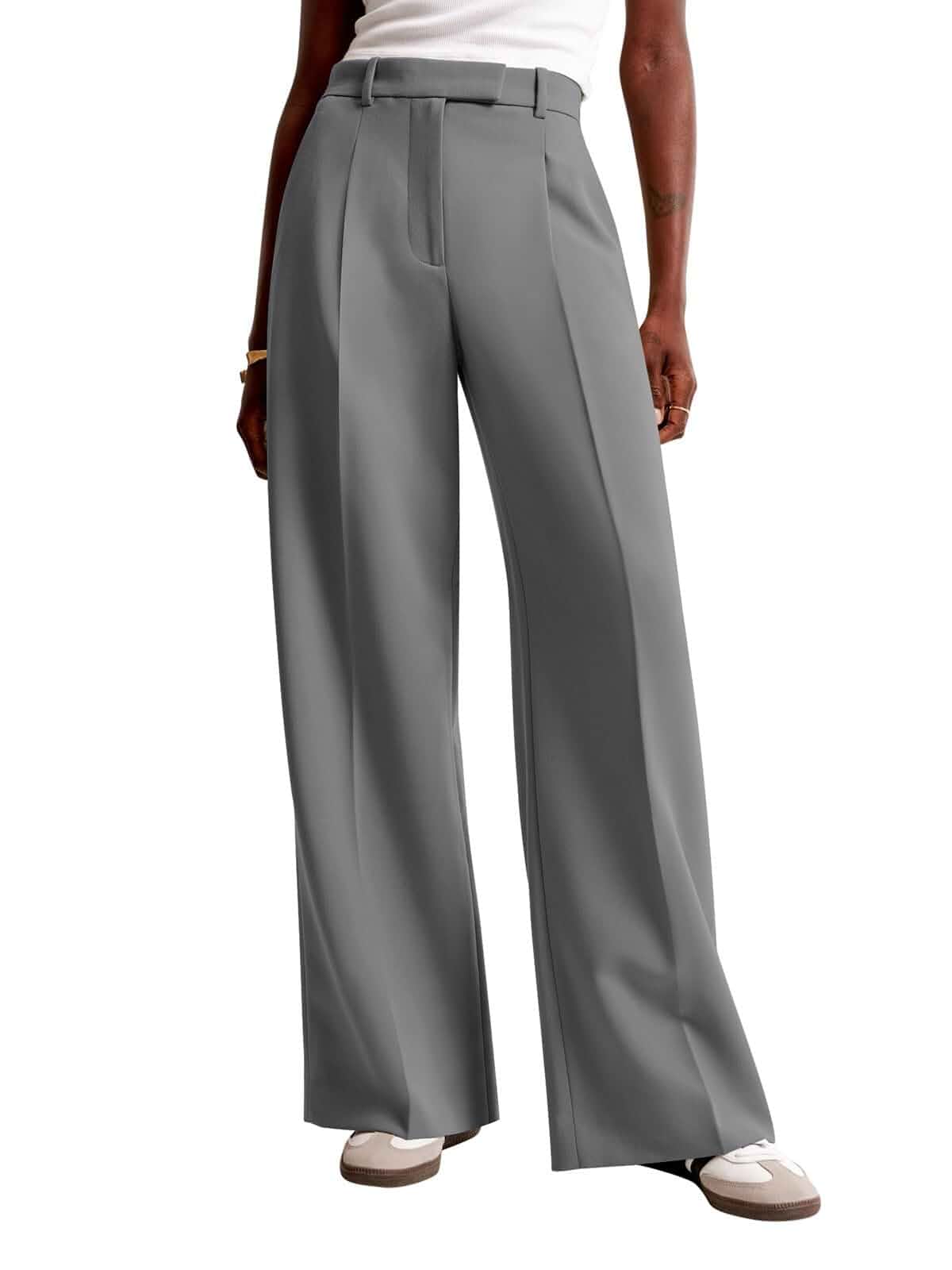 NIMIN Women Wide Leg Work Pants High Waisted Dress Trousers with Pockets Front Pleated Palazzo Slacks, Business Casual Outfits, Formal Office Daily Wear, Professional Interview Teacher Pants