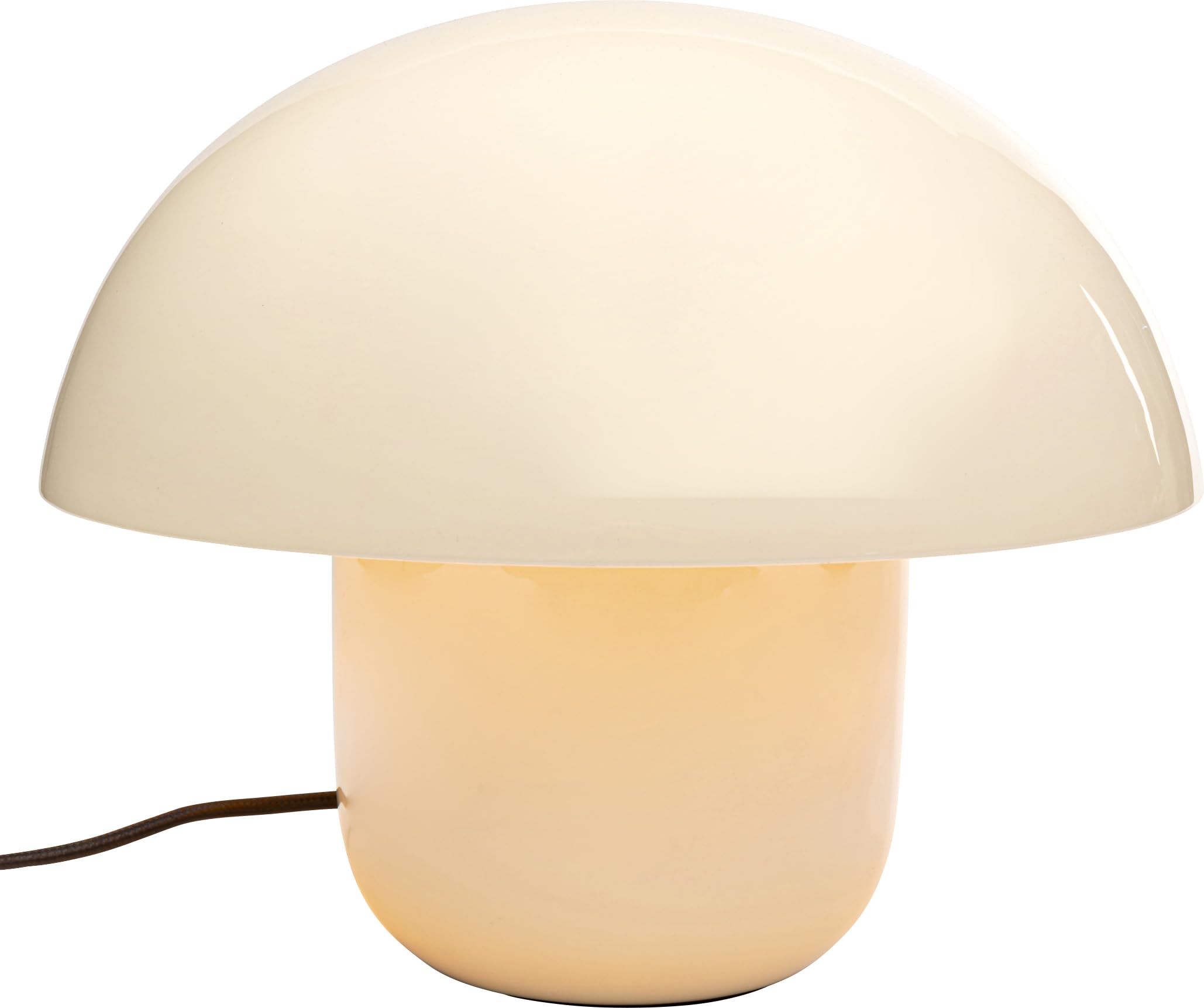Kare Design Tischlampe Mushroom Shiny Ecru, Beige, Höhe 27cm, Metall Schirm, E14, Pilzlampe, Retro, Tischleuchte, kein Leuchtmittel inklusive