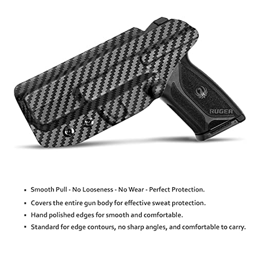 Ruger Security 9 Holster, Carbon Fiber Kydex Holster Iwb For Ruger Security-9 Pistol Case Inside Waistband Concealed Carry - Kydex Iwb Holster Ruger Security 9 Gun Accessories (Black, Right) #TOP1