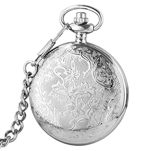Reloj de bolsillo para hombre de cuarzo personalizado grabado con cadena fina de gala 4