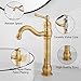 GGStudy 360° Swivel Antique Brass Bathroom Vessel Sink Faucet Single Handle One Hole Matching with Pop Up Drain