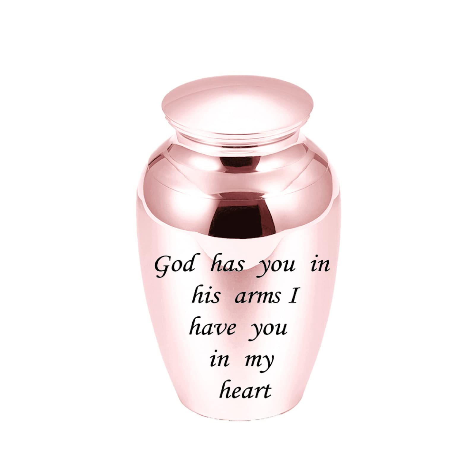 Petite urne cinéraire souvenir rose pour autel de recueillement à domicile