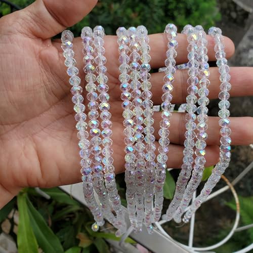 Image of 6mm White Rondelle Glass Beads for Jewelry Making 720pcs Faceted Briolette Shape Crytal Spacer Beads Assortments Supplies Accessories for Bracelet Necklace for Wholesale - AB Colour