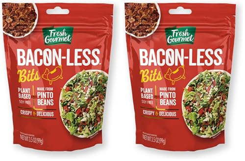 Image of Fresh Gourmet Vegan Bacon-Less Bits - 3.5 oz Plant-Based Topping for Salads, Potatoes, Soups, and More | Soy-Free, Kosher, and Smoky Flavor | Resealable Pouch (Pack of 2)