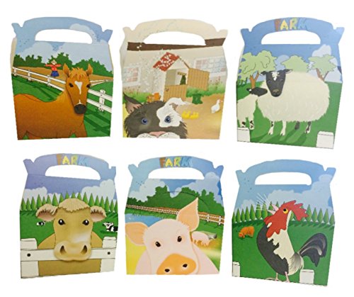 MustBeBonkers 30 Childrens Kids Farm Yard Carry Food Meal Picnic Birthday Party Bag Boxes