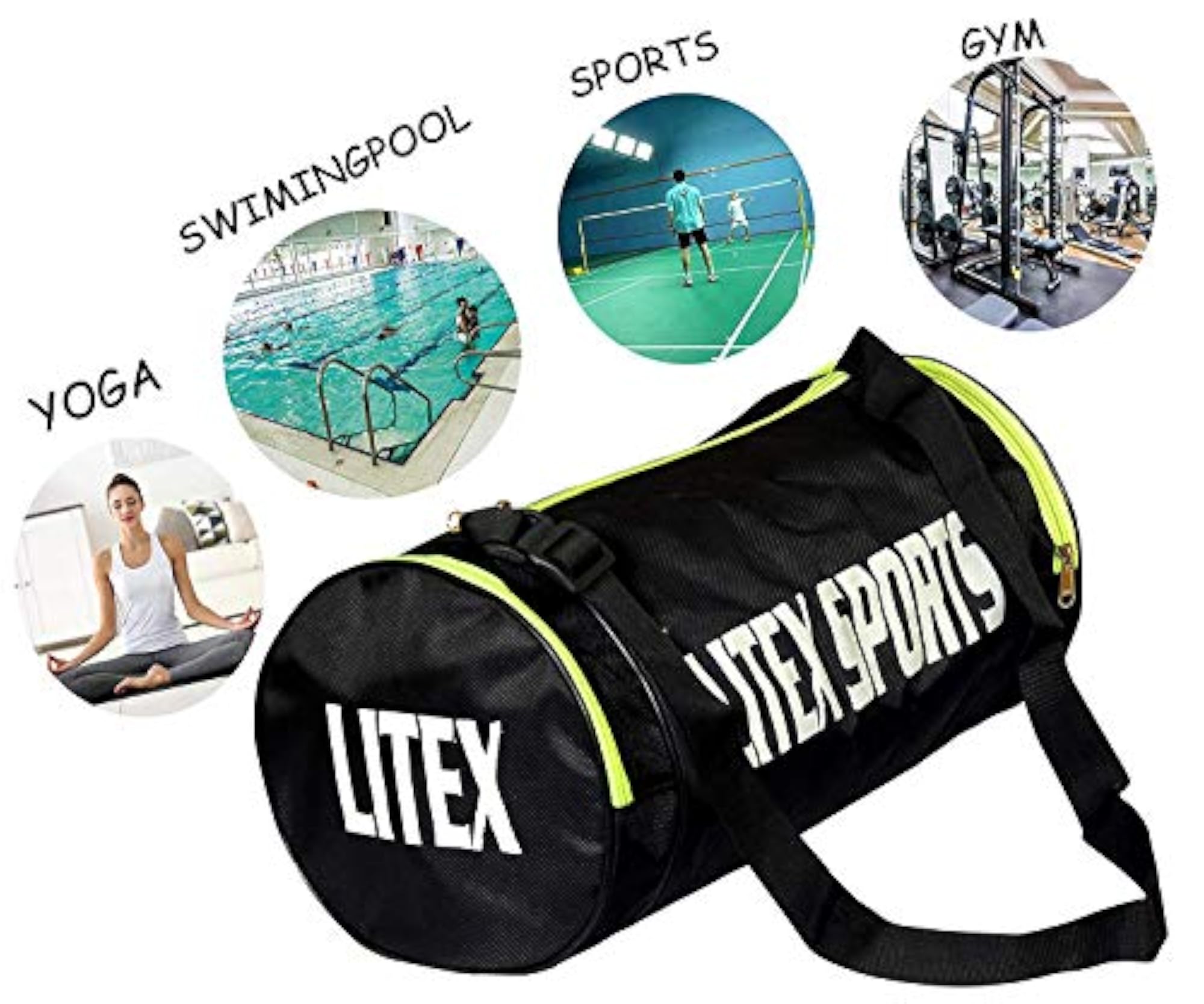 Litex Polyester Sports Bag, Black