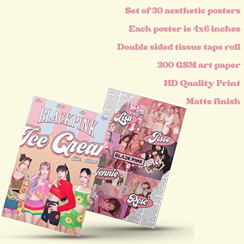 Image of Unquote Kpop, BTS, Blackpink Collection Decor Art Wall Posters Set of 30 (4x6 inch) Lisa Korean Music | Wall Collage Kit | Aesthetic Posters - Home & Room Decor Stickers, Posters for Room Decoration, 300 GSM Paper Posters for Gifts with Double Sided Tape Roll (Blackpink)
