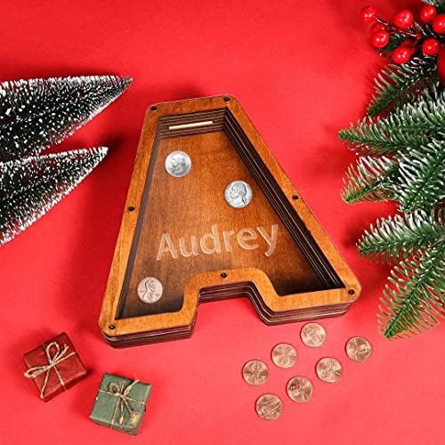 Wooden Piggy Bank Personalized Piggy Bank Wooden Coin Saving Money Box Wooden Letter Shape Personalised Money Box English Alphabet Letter Storage Tank Wooden Money Jar Coin Box for Kids