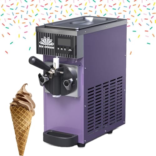 QJJML Máquina Comercial De Helado Suave con Autolimpieza Y Preenfriamiento, 60 Porciones/H con Tolva De 3,5 L O 7,4 L; Dispensador De Un Solo Sabor De Acero Inoxidable para Cafeterías Purple-4.7l