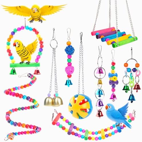 best bird perches for mynah birds that will surprise you 7 Bird Swing Standing Chewing Training Hanging Toy Hammock Climbing Ladder Drawbridge Birdie Perches Platform for Conure,Cockatiel,Mynah,Love Birds,Finches,Budgerigar,Pigeon