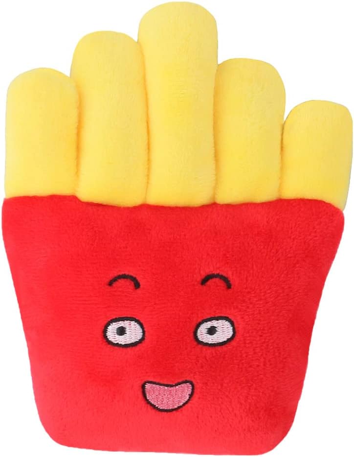 KUTKUT Squeaky Dog Toys, Non-Toxic and Safe Chew Toys for Puppy with Funny Food Shape, Durable Interactive Crinkle Plush Dog Toy French Fries Plush Dog Toy for Small Medium Dogs