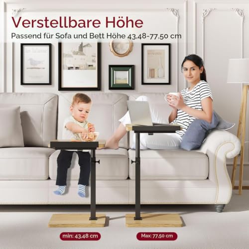 IBUYKE Beistelltisch,Höhenverstellbar,Neigbarer Tischplatte,Natür TVT004R – Ansicht 3