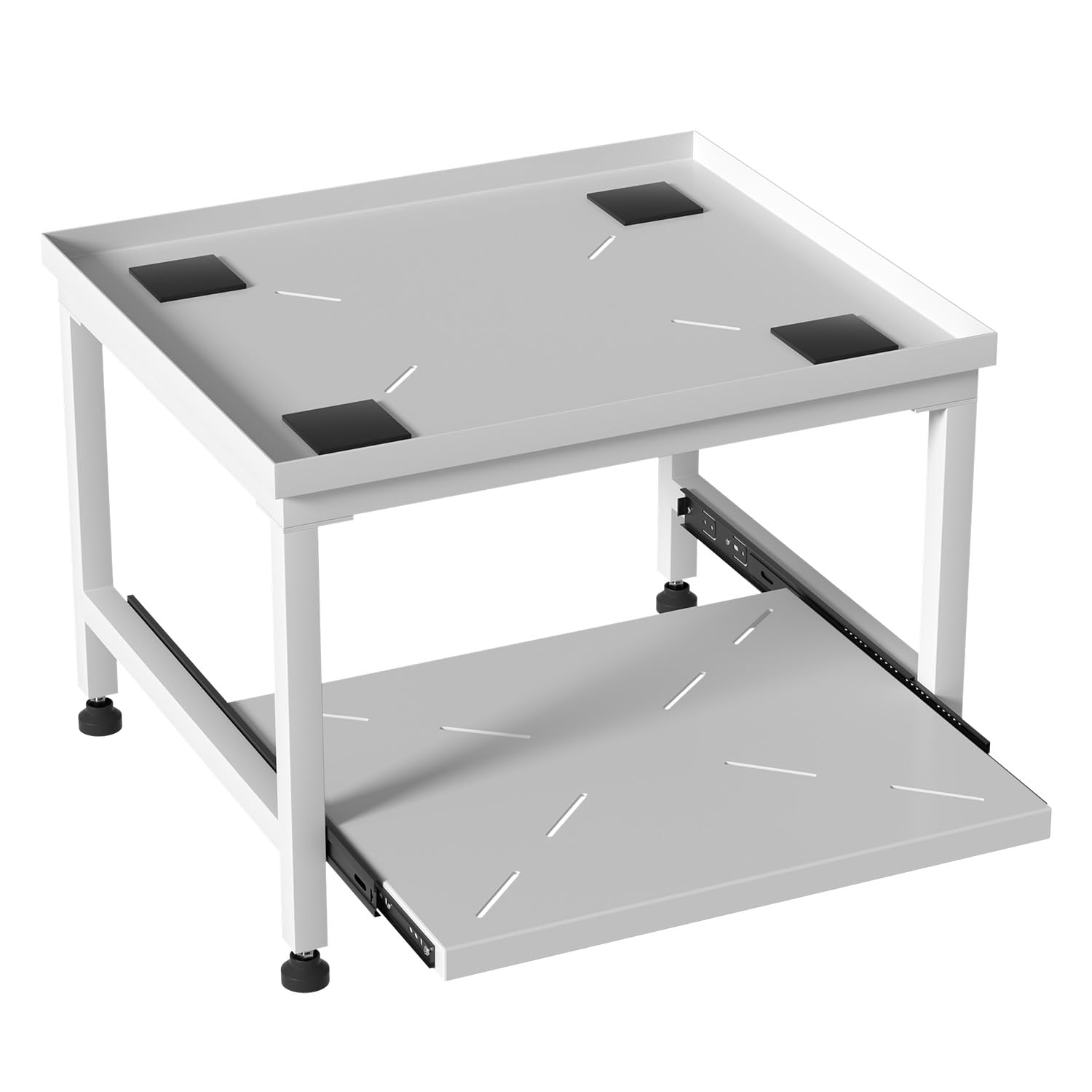 Herrselsam Soporte para lavadora con cajón, 45,5 cm de altura, capacidad de carga de 200 kg, soporte con patas ajustables y almohadillas antivibraciones, pedestal para secadora, frigorífico, lavadora