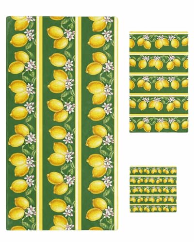 Lemon Summer Bath Towels Set of 3 for Bathroom,Soft Absorbent