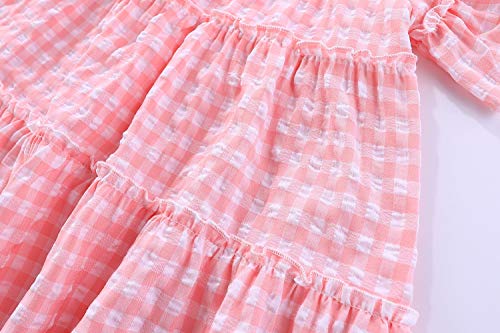 Little Girls Dresses Short Sleeve Cotton Plaid Kids Summer Dress4