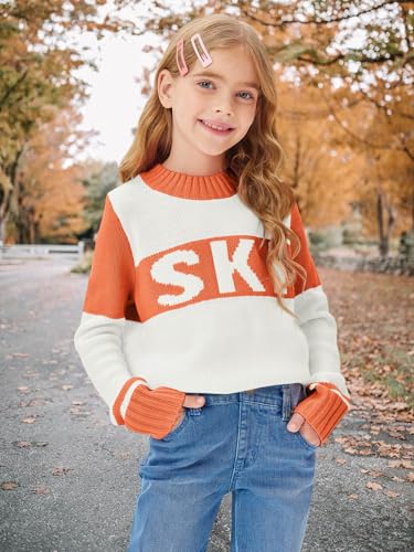 Yousify Girl's Ski Sweater Color Block Striped Long Sleeve Spring Fall Winter Knitted Pullover Jumper Tops 5-14 Years3