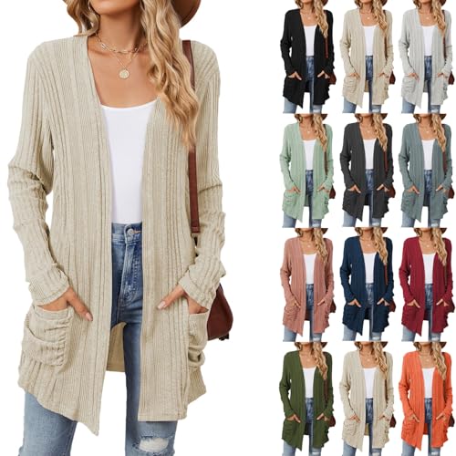 Cardigan Sweaters for Women Trendy Lightweight Cardigan Fall Oversized Open Front Long Cardigans with Pockets
