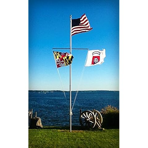 25’ Superior 2 Nautical Flag Pole with Hardware & Accessories - Telescoping Aluminum Flagpole - Heavy Duty Flag Pole with 3.5” Base Diameter, 7000-T8 Aluminum, 15 Year Warranty - Made in the USA Cover