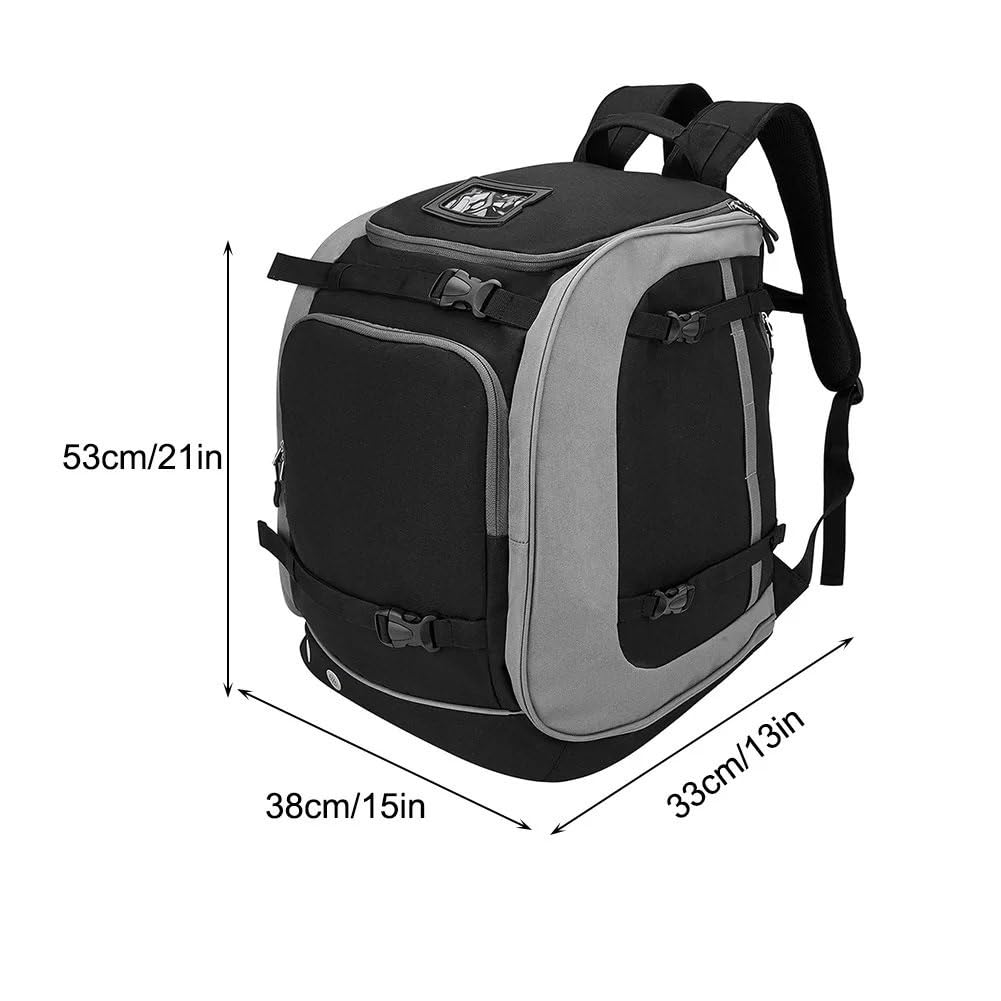 Zaino da sci da 65 litri, grande capacità, regolabile, impermeabile, in tessuto, per casco, abbigliamento, uomo e donna