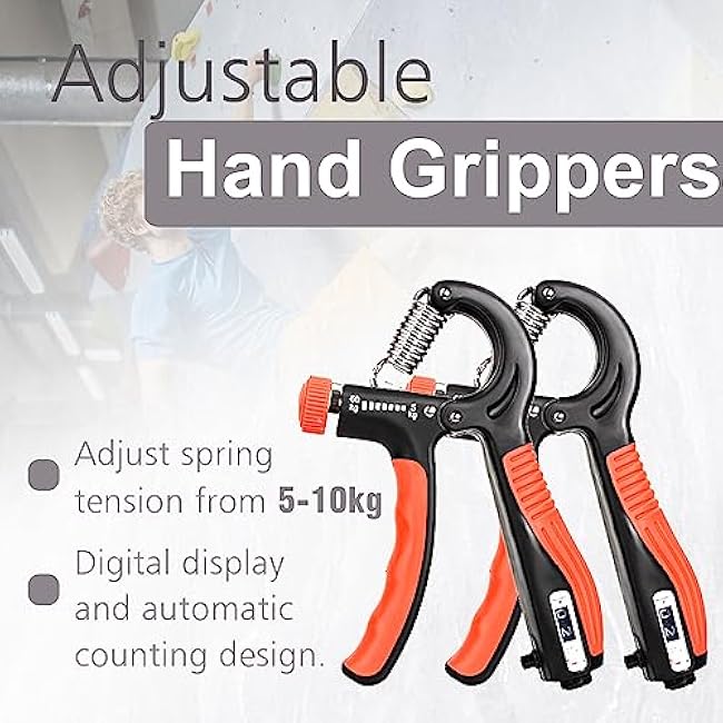 Hand Grip Strengthener 10 Pack, Grip strength trainer, Hand gripper strengthener, Finger Stretcher, Resistance Extensor Bands, Finger Exerciser & Stress Relief Ball for Athletes & Musicians