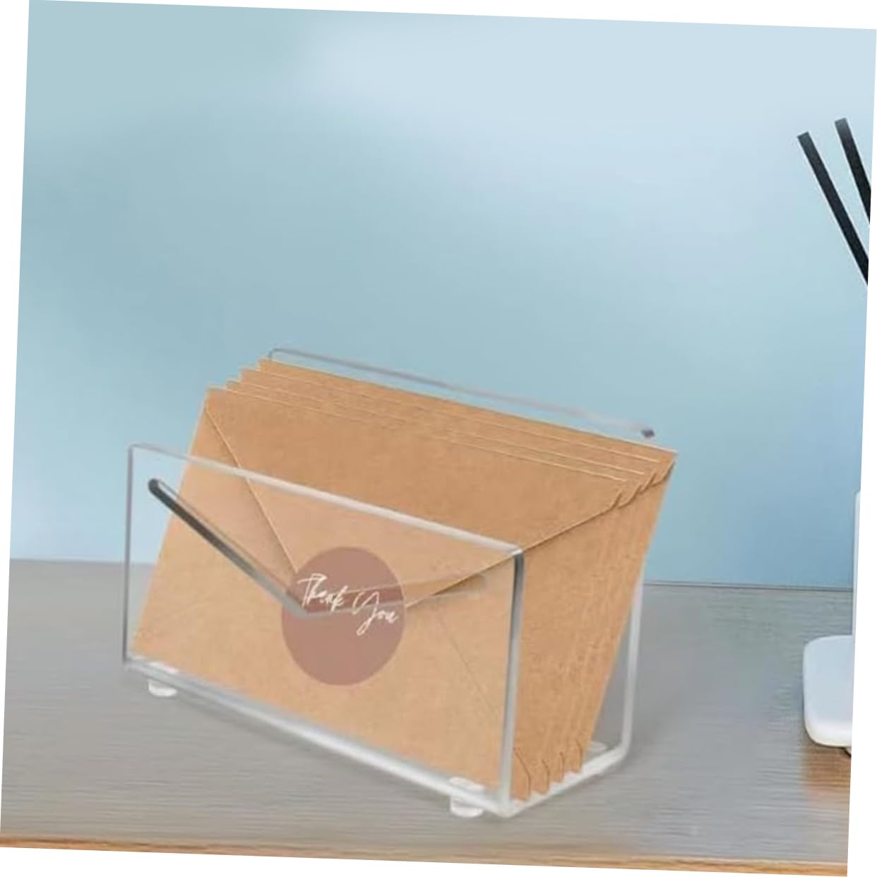 MUSLONG Portalettere In Acrilico | Porta Lettere Da Scrivania Per Appunti, Biglietti Da Visita E Cartolina | Con 5 Scomparti Per Più Spazio Per