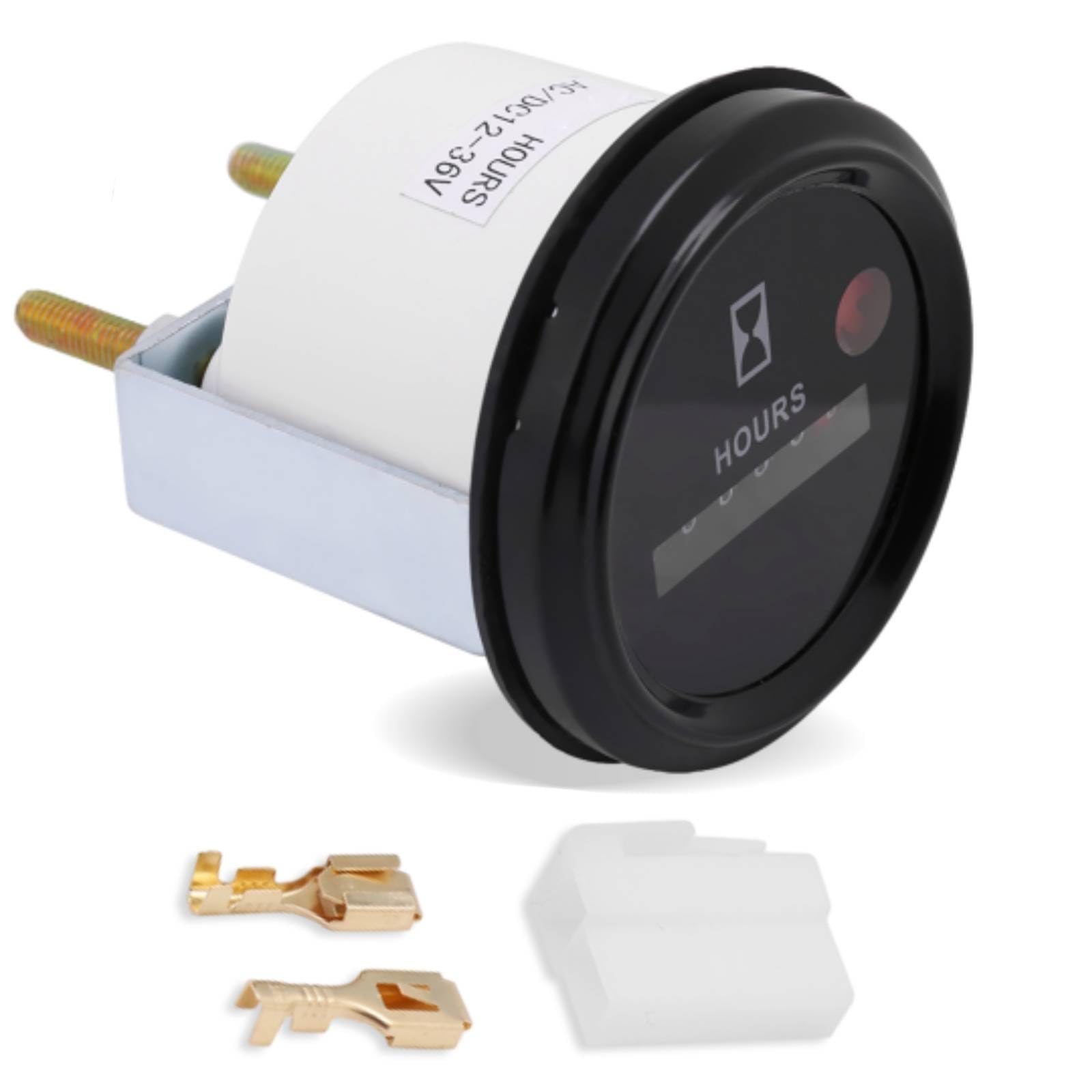 Set de bornes de connexion, compteur horaire à quartz, testeur de jauge de compteur horaire à quartz rond précis à 6 chiffres 12-36V, minuterie antichoc pour véhicule d'ingénierie de générateur