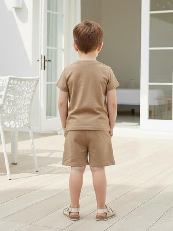 Toddler Baby Boy Summer Clothes Letter T Shirt Elastic Waist Shorts with Pockets 2Pcs Casual Outfit - Image 3