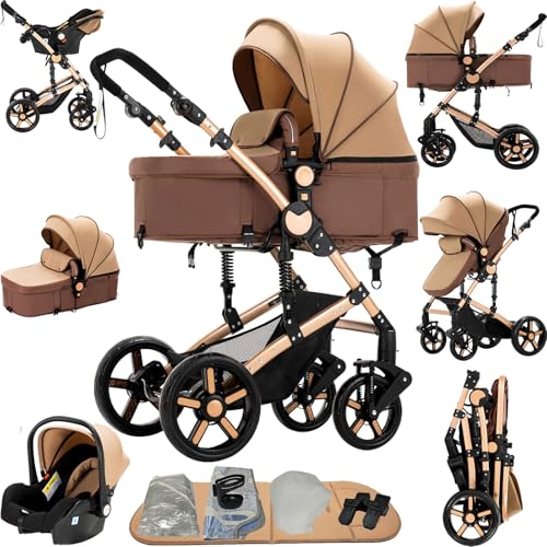 Reenborn Kinderwagen 3 in 1, Buggy mit Zwei Umkehrbaren Schiebemodi,...