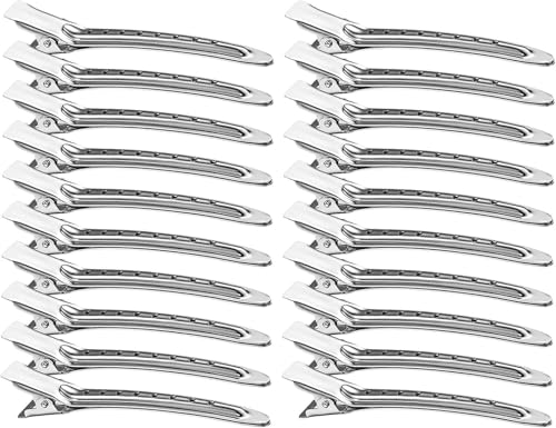 40 Pcs Hair Clips for Styling 9cm Duck Bill Clips Pin Curl Metal Sectioning Rollers Long Roller Styling Alligator Hairdressing Silver