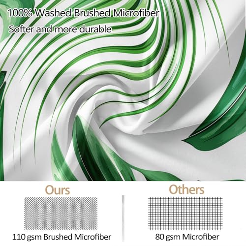 Housse de couette 140x200 feuilles de palmier lit vert microfibre 2 taies 65x65 - 7