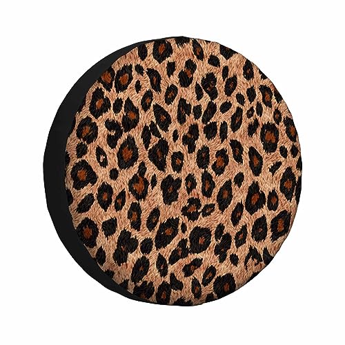 Image of Leopard Spare Tire Cover Cheetah Texture Wild Animal Fur Pattern Weatherproof Universal Wheel Protectors Camper Tire Covers for Trailer Rv Travel(17 inch)