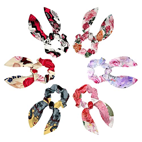 Chouchous cheveux nœud papillon lot de 6 queue de cheval rose orange