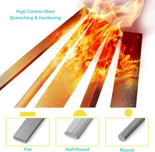 YelaJoy Metal File Set, High Carbon Steel 8-inch 3-Piece, Durable & Versatile Tools for Metal/Woodworking