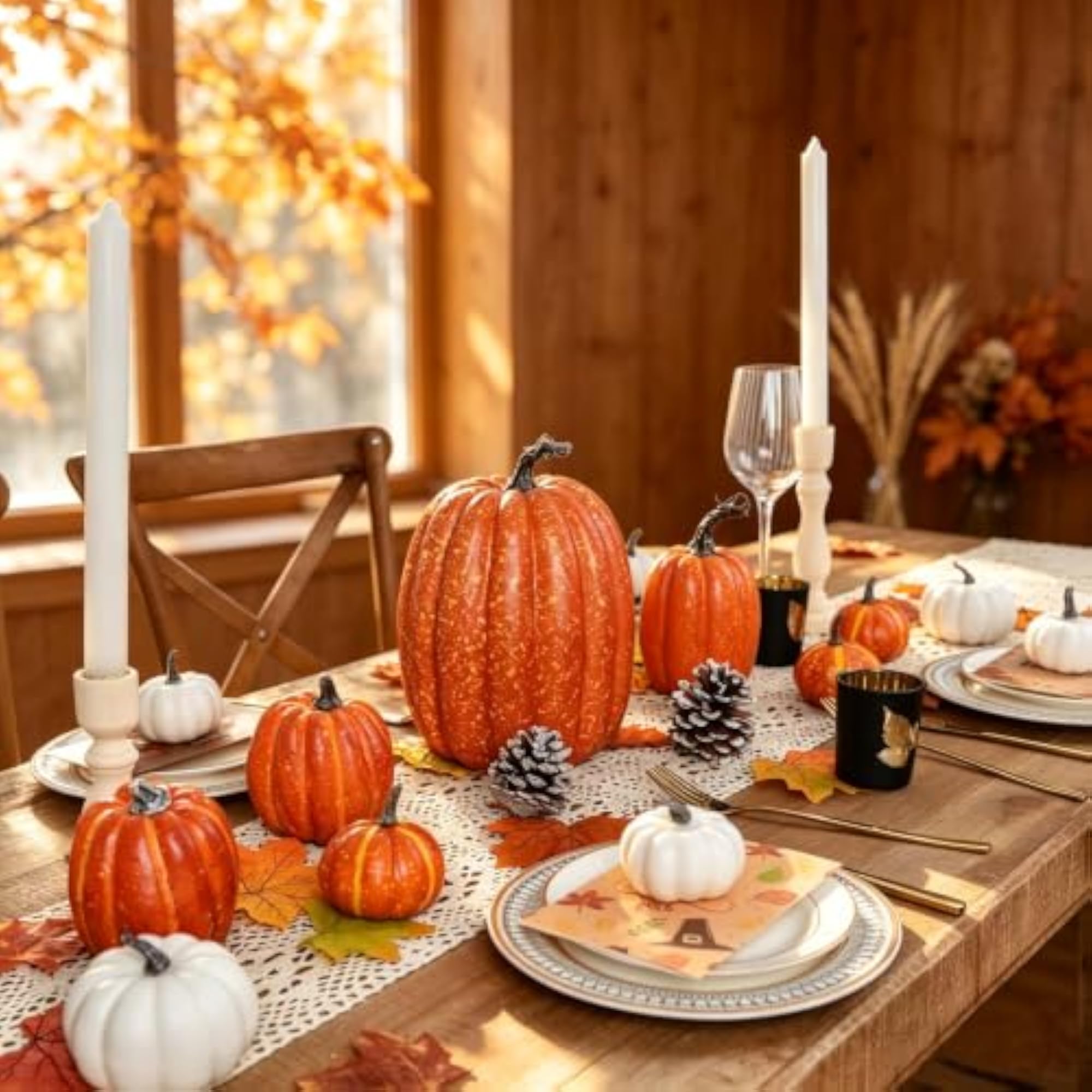 7Pcs Thanksgiving Artificial Pumpkin Home Decoration Sets