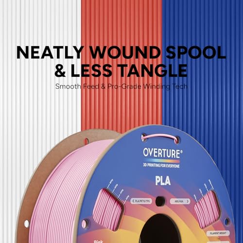 Image of OVERTURE PLA Filament 1.75mm, Neatly Wound 3D Printer Filament 1kg Spool (2.2lbs), Dimensional Accuracy + /- 0.02 mm, Fit Most FDM 3D Printers (Pink)