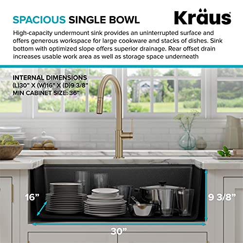 Kraus KGUW2-33MBL Bellucci 32 Inch Inch Drop In Workstation Granite Kitchen Sink In Metallic Black thumb #6