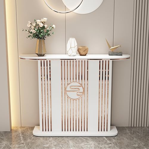 Mesa consola de madera maciza delgada para pasillo estrecho de entrada 4