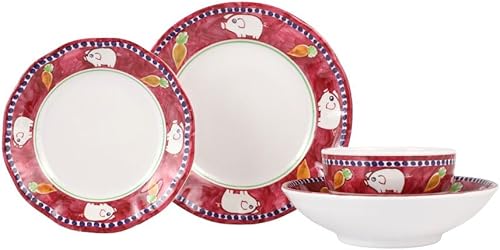 Miniatura 1 de Vietri Melamine Campagna Porco - Juego de vajilla italiana de 4 piezas con cuencos para cereales y pastas y platos de ensaladacena, inastillables