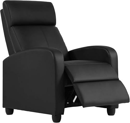 HCB Silla reclinable para sala de estar, muebles de cine en casa, sillas planeadoras modernas con respaldo de ala, sofá individual de piel sintética