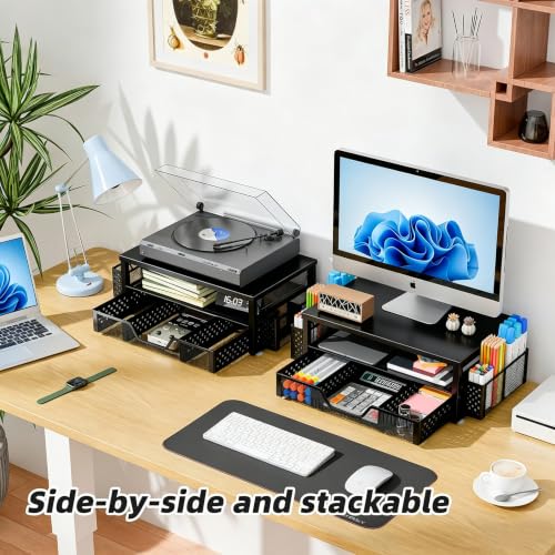 Simple Trending Desk Organizer and Accessories, Monitor Stand Riser, Black - image 5
