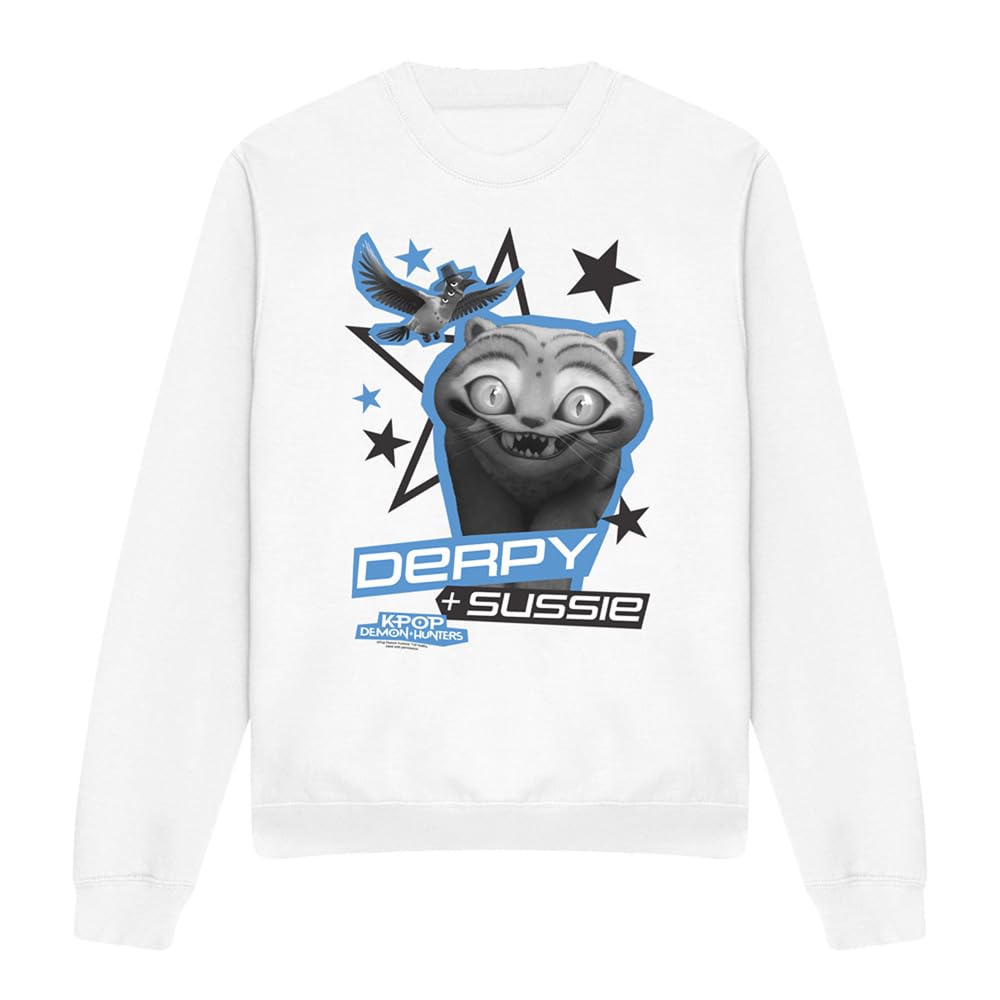 Kpop Demon Hunters Derpy And Sussie Scrapbook Stars Unisex Sweatshirt, White, Large