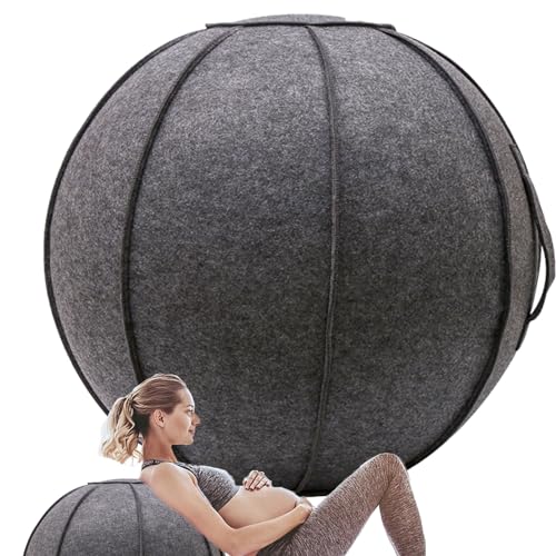 Silla de pelota de yoga para pilates, silla de oficina con pelota de yoga, silla de pelota de equilibrio, solución de pelota de ejercicio con asiento con cubierta atractiva ( Color : Black Gray , Size
