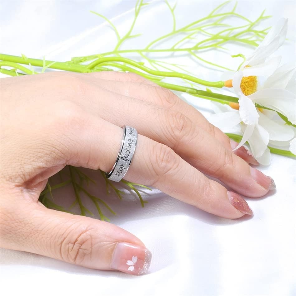 Vista 4 de Renkovte Anxiety Ring for Women MenSpinner Rings for Anxiety Women Stress ReliefKeep Going Fidget Rings Cool Ring Titanium SteelSize 6-10mm