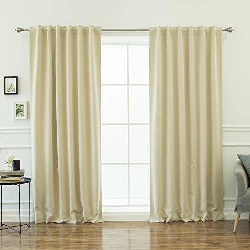 Best Home Fashion Thermal Insulated Blackout Curtains - Back Tab/ Rod Pocket - Beige - 52"W x 120"L - (Set of 2 Panels)
