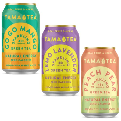 Sparkling Green Tea Variety Pack By Tama Tea - Made With Real Fruit & Herbs - Zero Sugar, Zero Calories, Non-Gmo - Naturally Energizing Green Tea High In Antioxidants & Nootropics - Pack Of 12 #TOP14