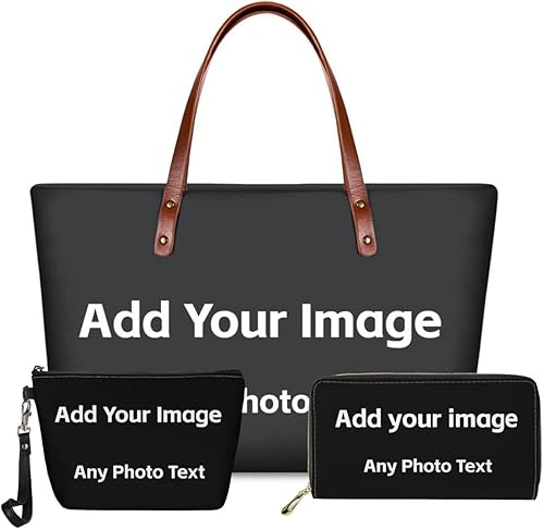 GIFTPUZZ Bolsos con asa superior para mujer, con cremallera, cartera de cuero, tarjetero, soporte para teléfono y bolsa de maquillaje, 3 piezas