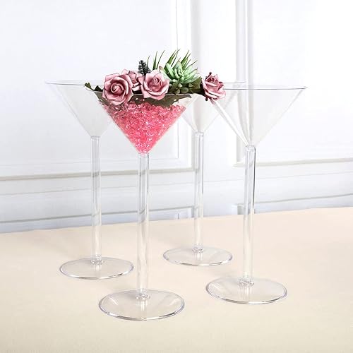 Miniatura 4 de TABLECLOTHSFACTORY Venta al por mayor de plástico robusto centro de mesa Martini Cup Stand boda fiesta decoración del acontecimiento - JUEGO DE 4