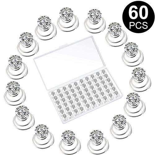 60 Pieces Rhinestone Crystal Twisters Set Spiral Hair Pin Silver Coil For Wedding, Bridal, Prom, Party And Special Occasion With Clear Container #TOP1