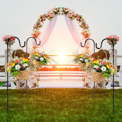 image for Tandefio 4 Pack Shepherds Hook 92 Inch Outdoor Hummingbird Feeder Stan