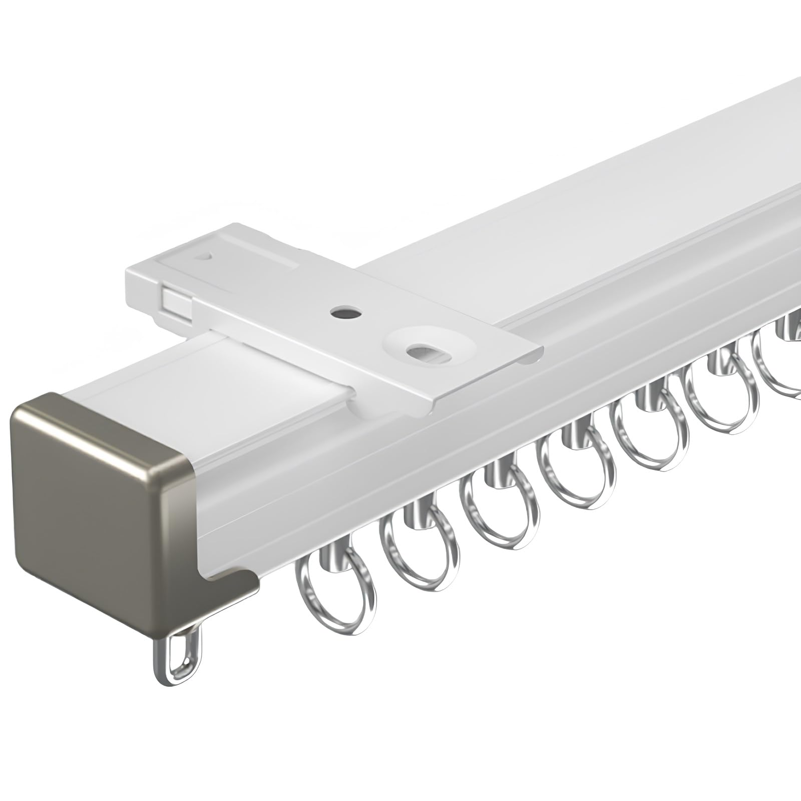 Rail de Rideau en Aluminium 100-600cm, Séparation de Pièce pour Salon, Chambre à Coucher ou Hôpital, Facile à Installer au Plafond/Mur(White-Ceiling,1.5m)
